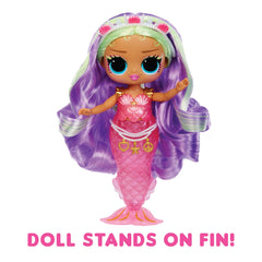 L.O.L. Surprise Tweens Mermaid Cleo Clove unboxing gifts include glasses and headband.