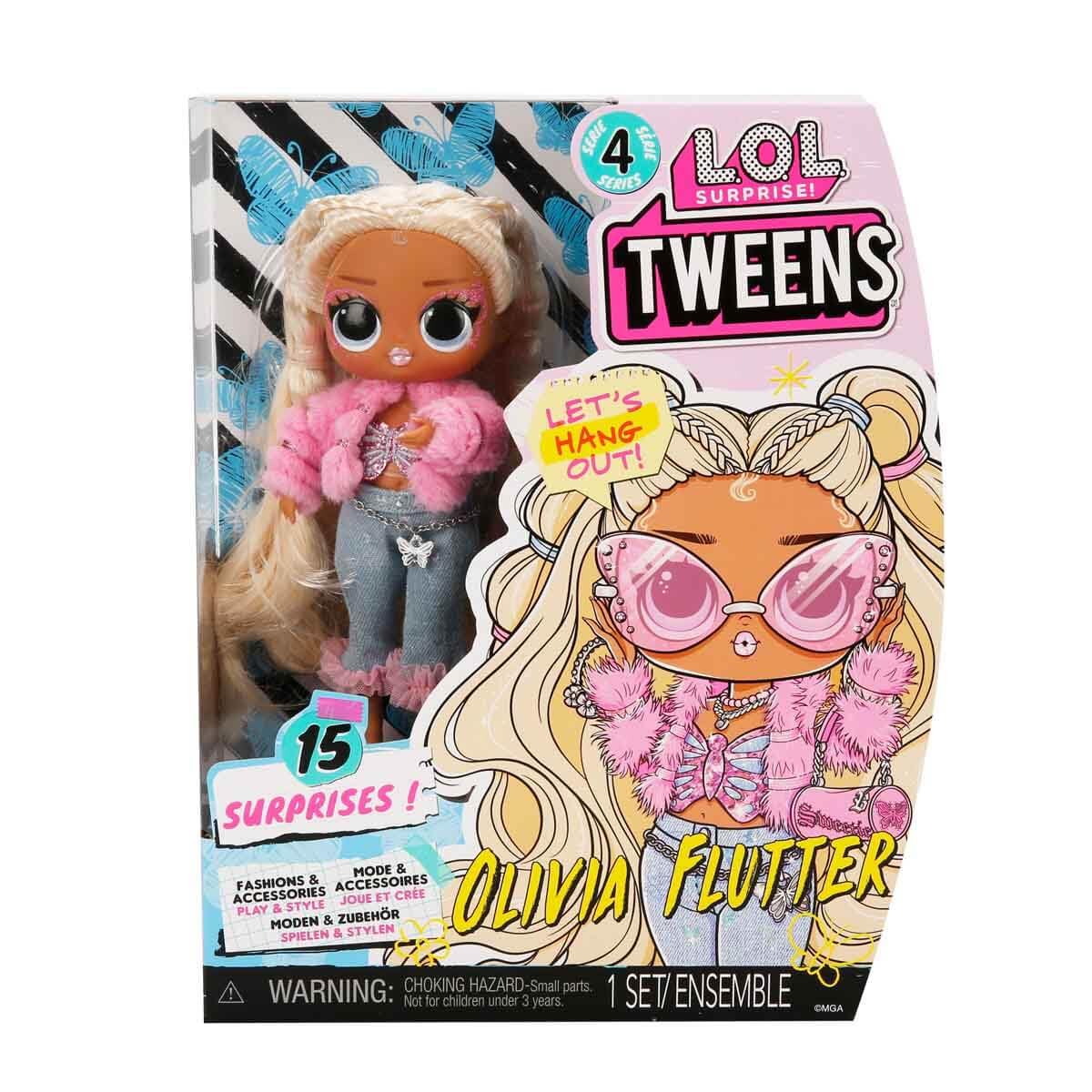 L.O.L. Surprise Olivia Flutter doll stand helps display poses and outfits.