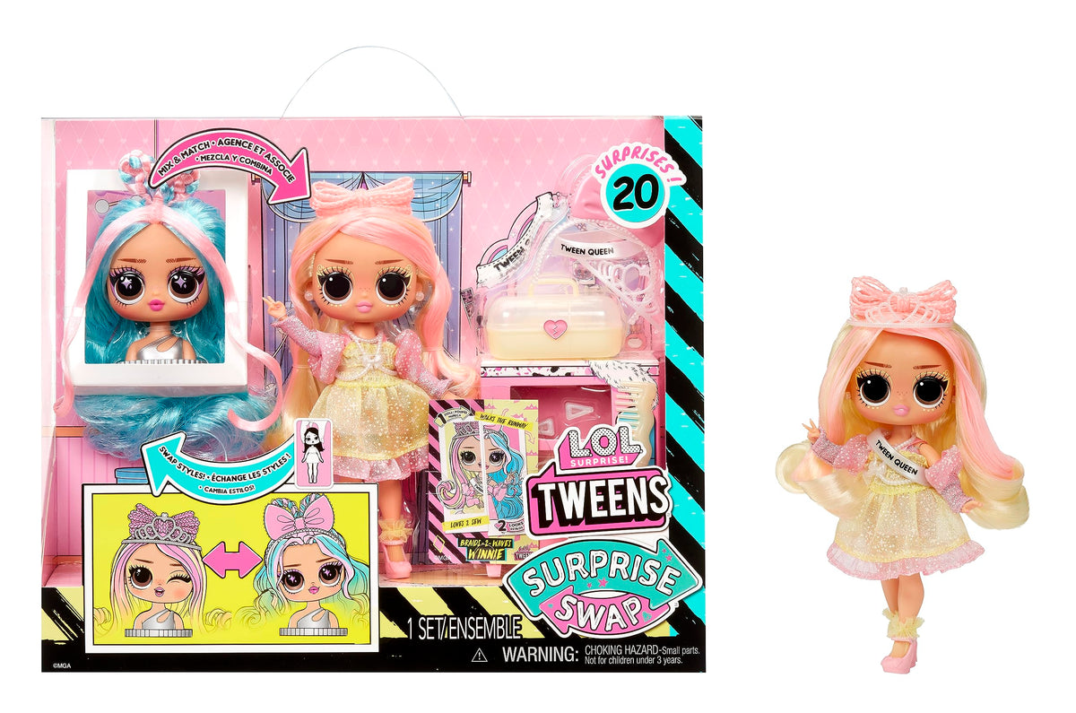 L.O.L. Surprise Tweens Winnie with Braids-2-Waves hair looks for imaginative styling play.