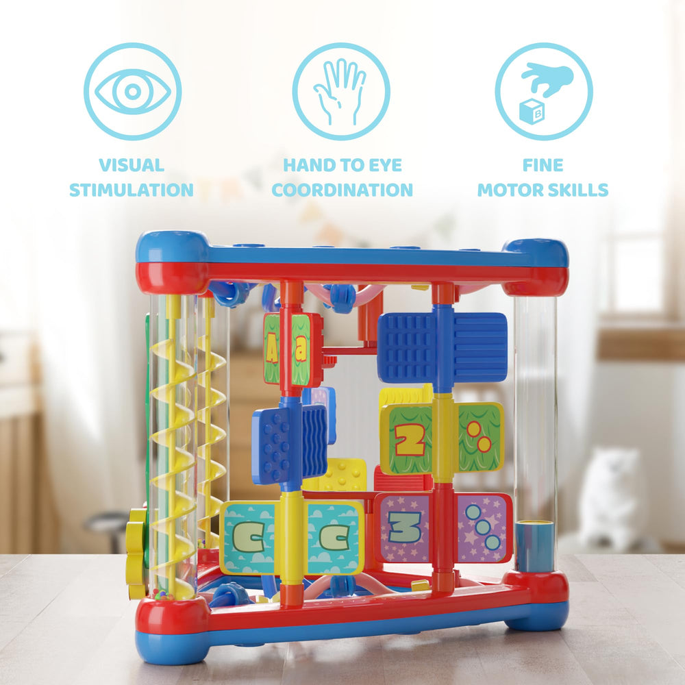 Lollipop Activity Triangle Toy features bright colors for visual engagement.
