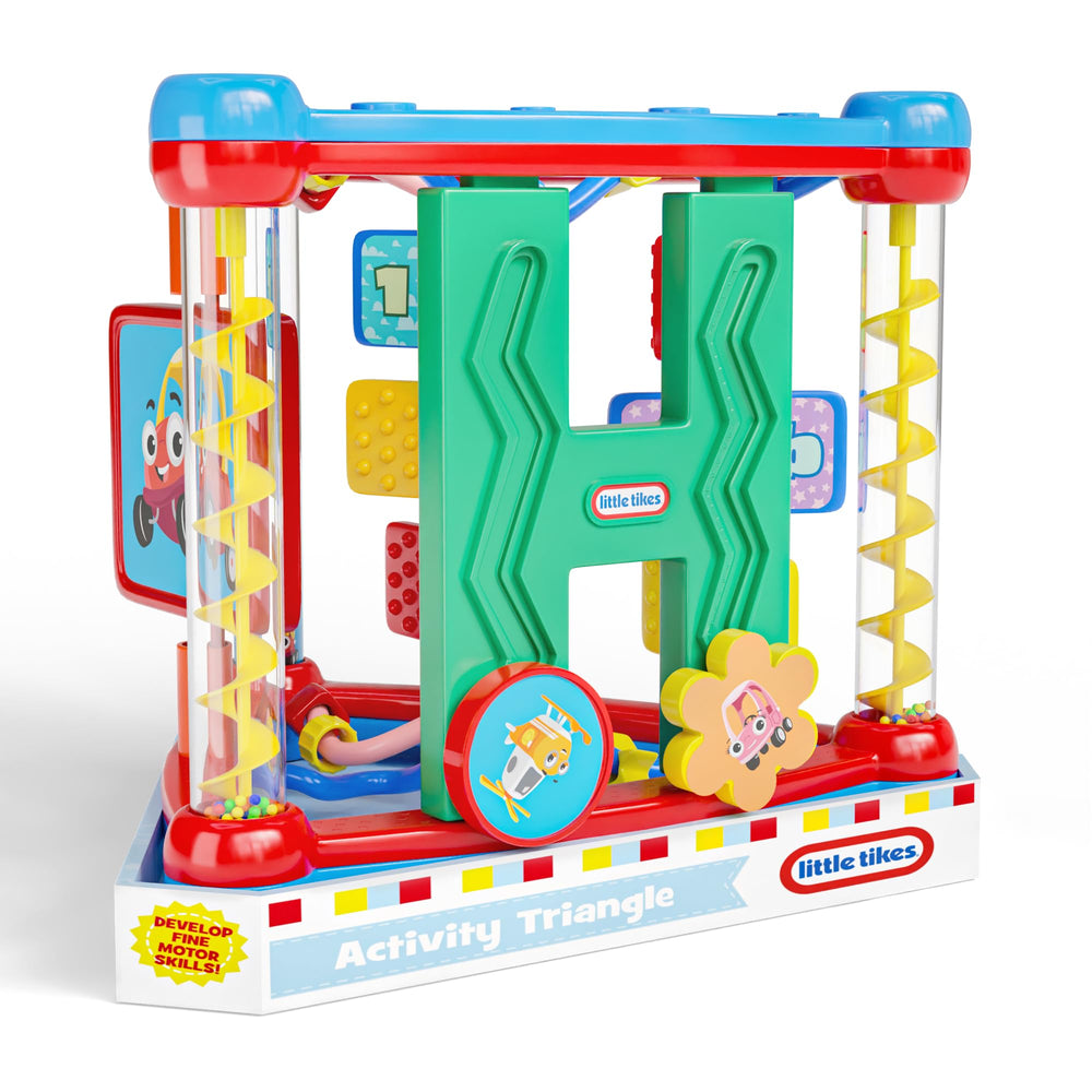 Lollipop Activity Triangle Toy ideal for toddlers' sensory play routines.