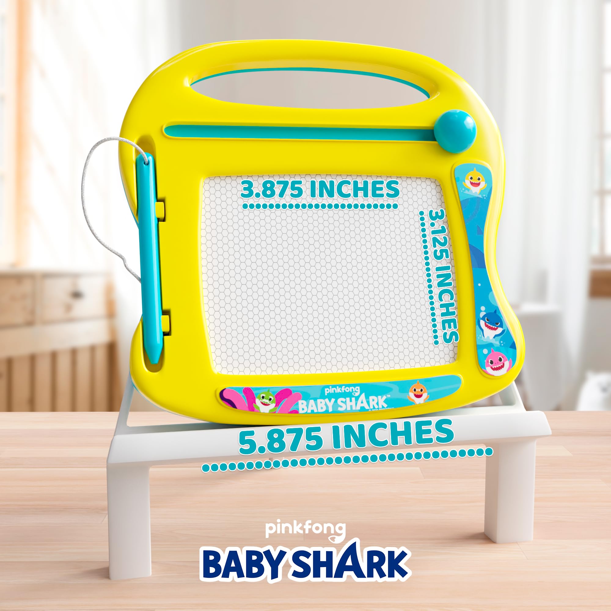 Lollipop Baby Shark travel board front view showing rainbow colors.