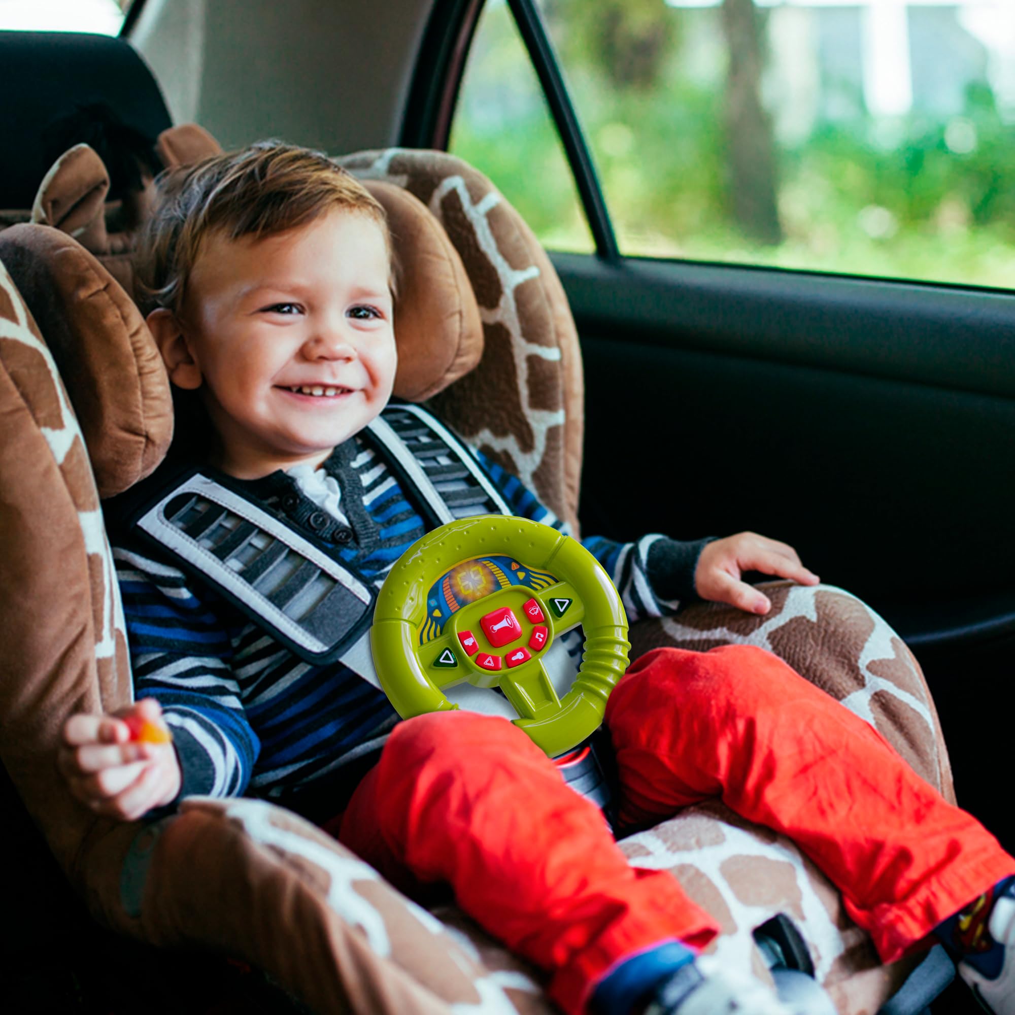 Lollipop Baby Steering Wheel toy car-seat friendly design fits safely during rides