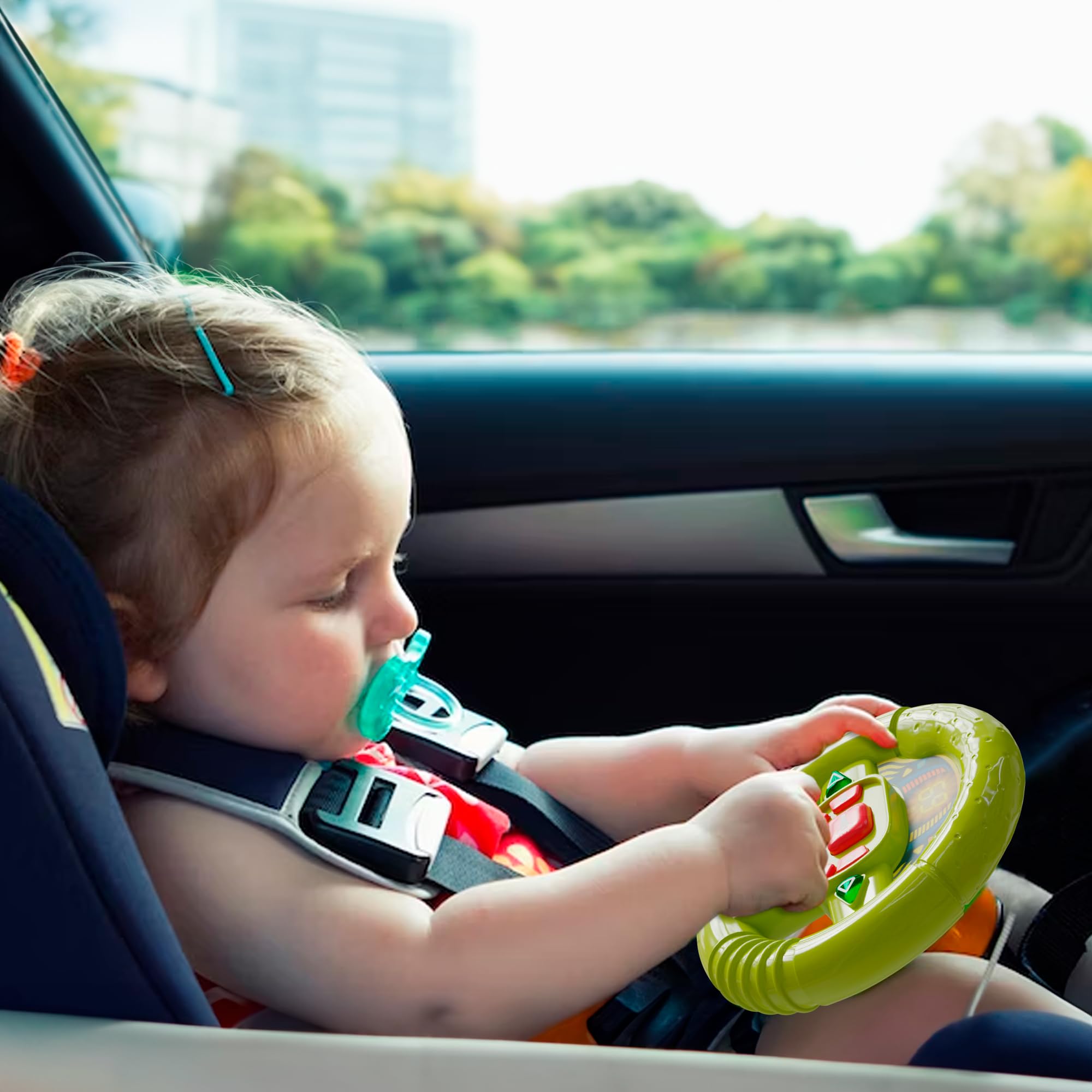 Lollipop Baby Steering Wheel toy dash lights invite imaginative driving during car trips