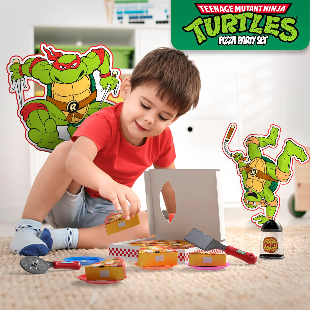 Lollipop Pizza Toy Set Plates arranged for kid-friendly dining setup.