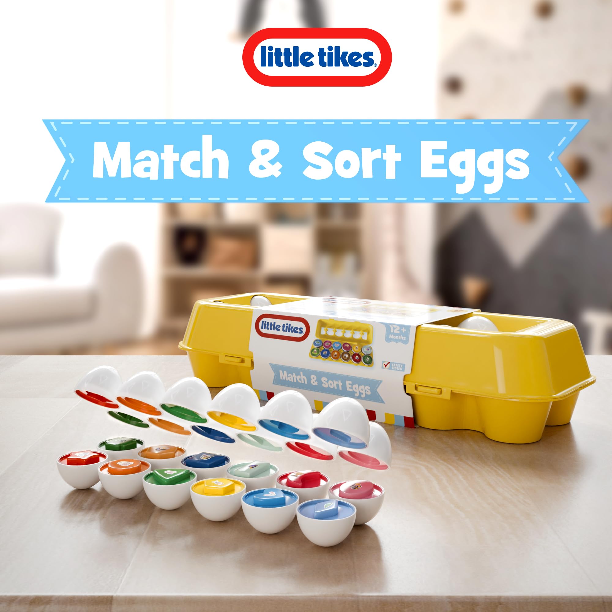 Lollipop eggs split into halves for shape matching and hand-eye practice