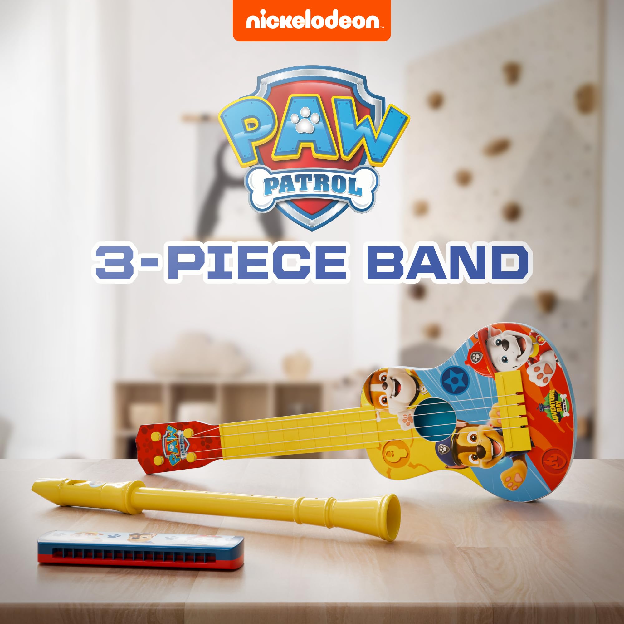 Lollipop Paw Patrol Adventure ukulele helps toddlers develop fine motor skills.