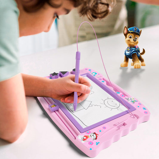 Lollipop PAW Patrol drawing board shown with stamps ready for shape crafting.