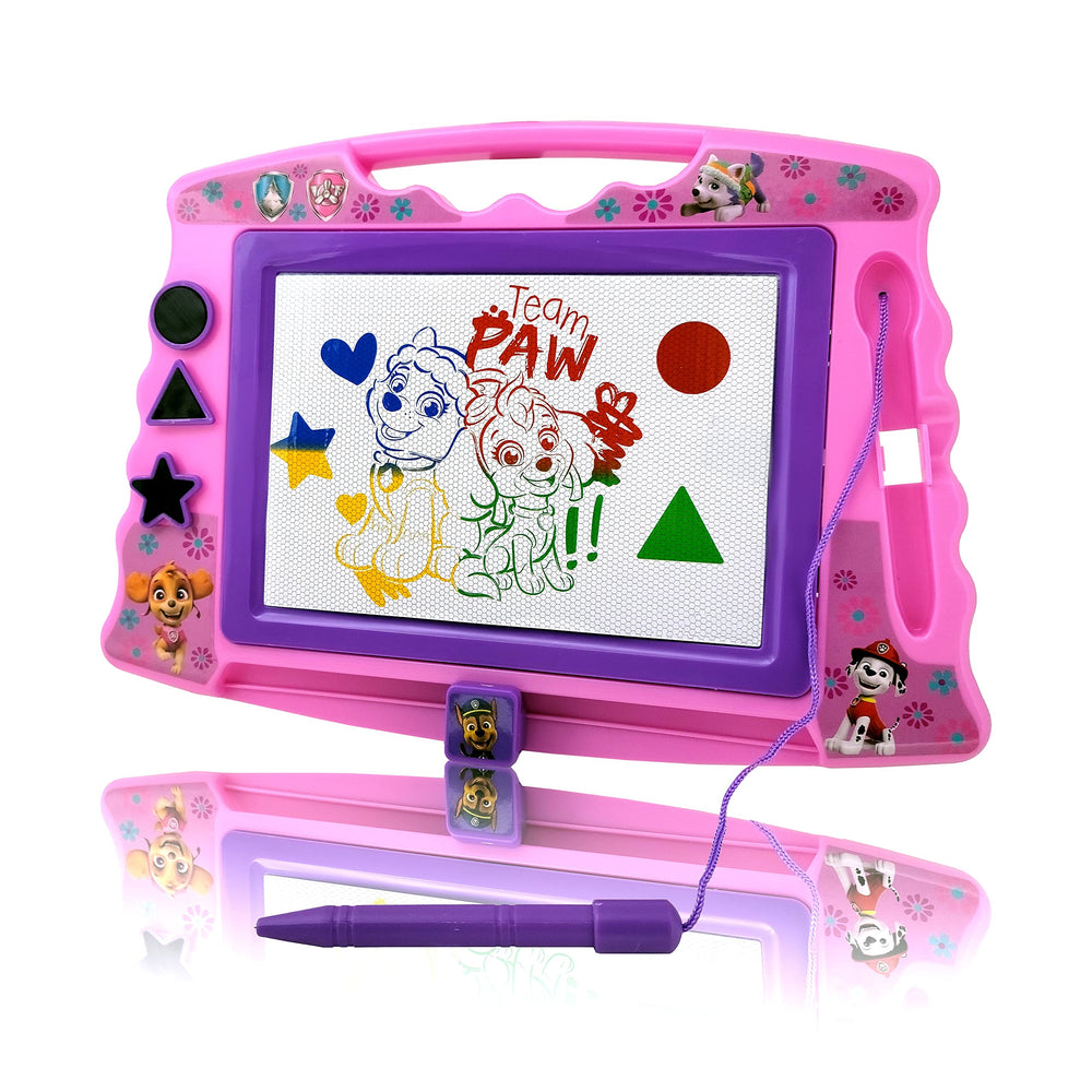 Lollipop PAW Patrol magnetic drawing board in pink with stylus for mess-free creativity.