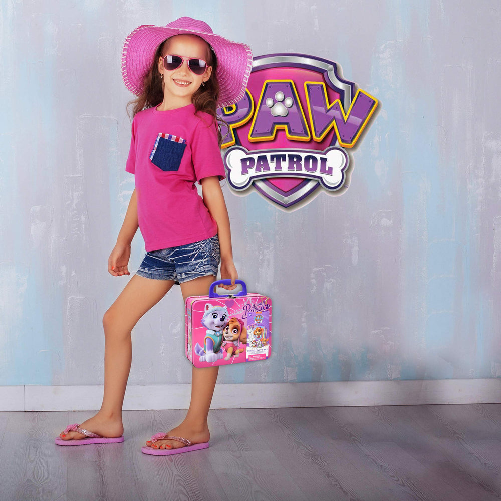 Lollipop Paw Patrol tin box keeps supplies organized during play.