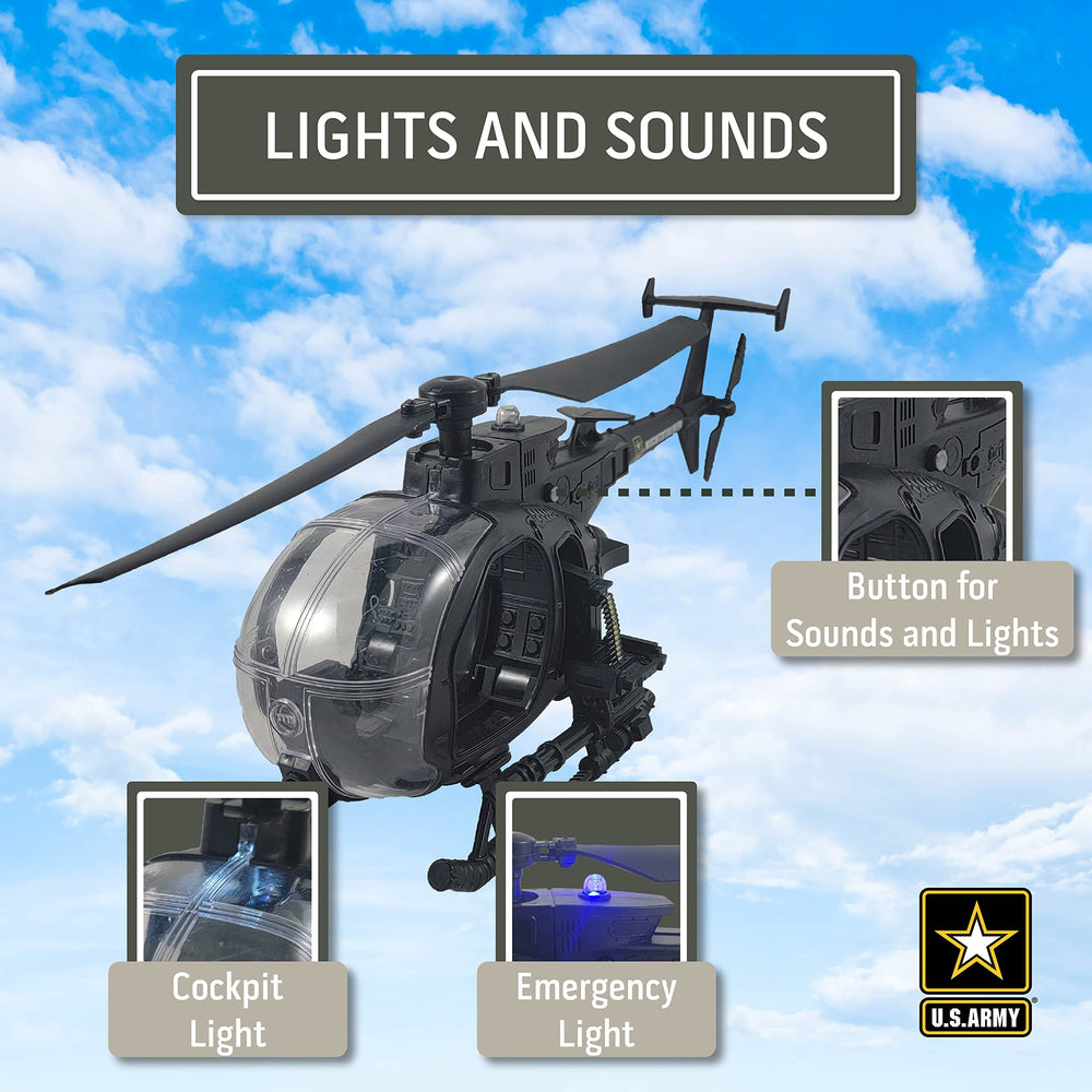Lollipop soldier figure piloting the helicopter for action-packed play