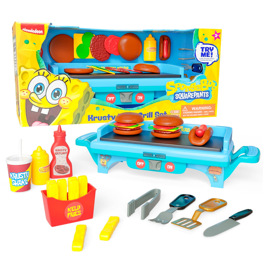 Lollipop SpongeBob grill playset shows a colorful pretend grill for imaginative meals.