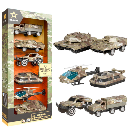 Lollipop US Army die-cast jeep; authentic design boosts imaginative missions for kids.