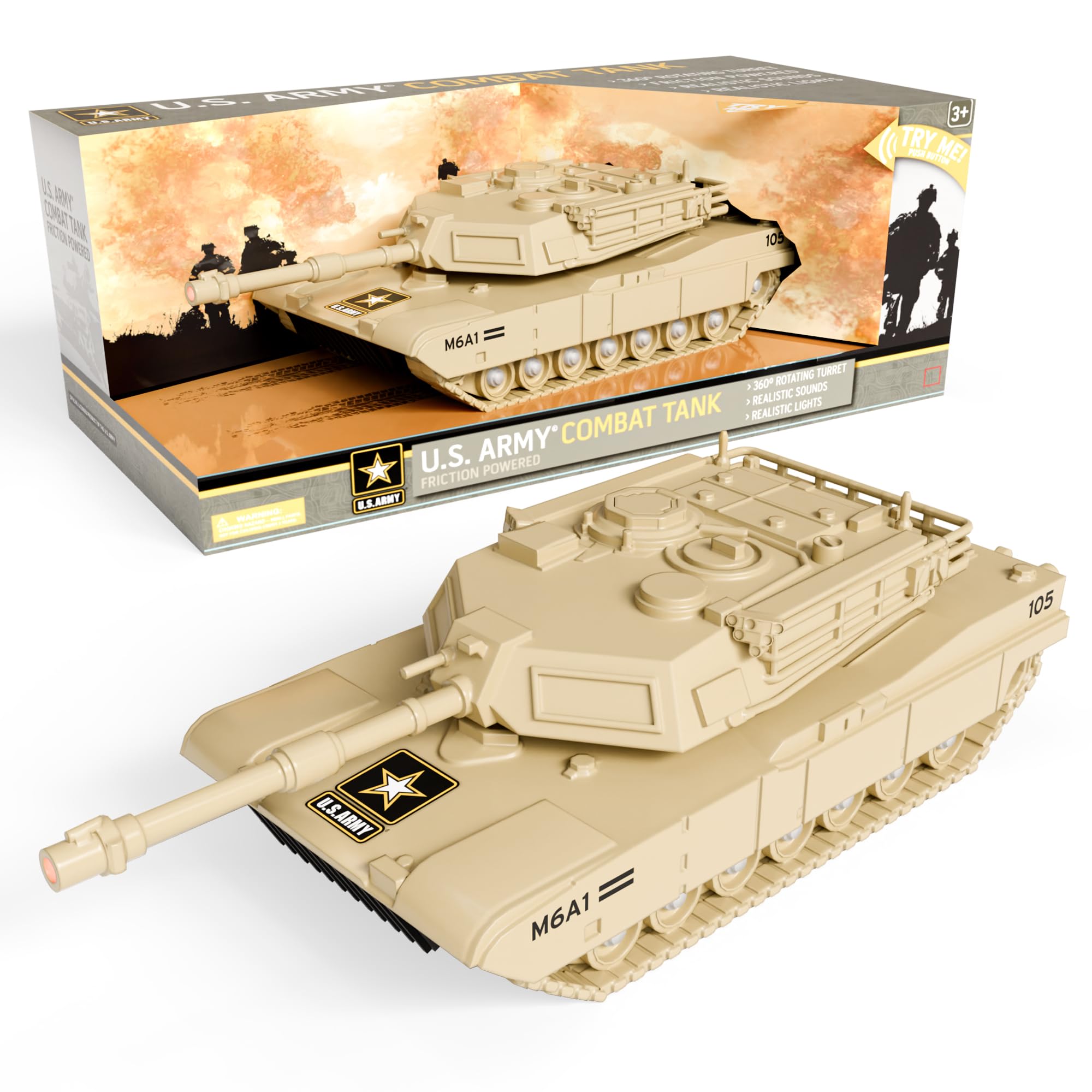 Lollipop US Army Tank front view with immersive detail for action play