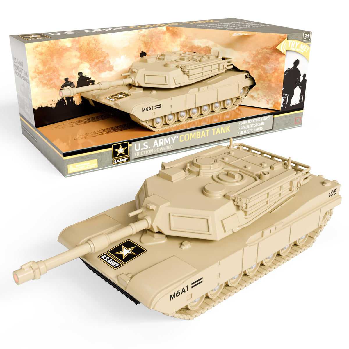 Lollipop US Army Tank front view with immersive detail for action play