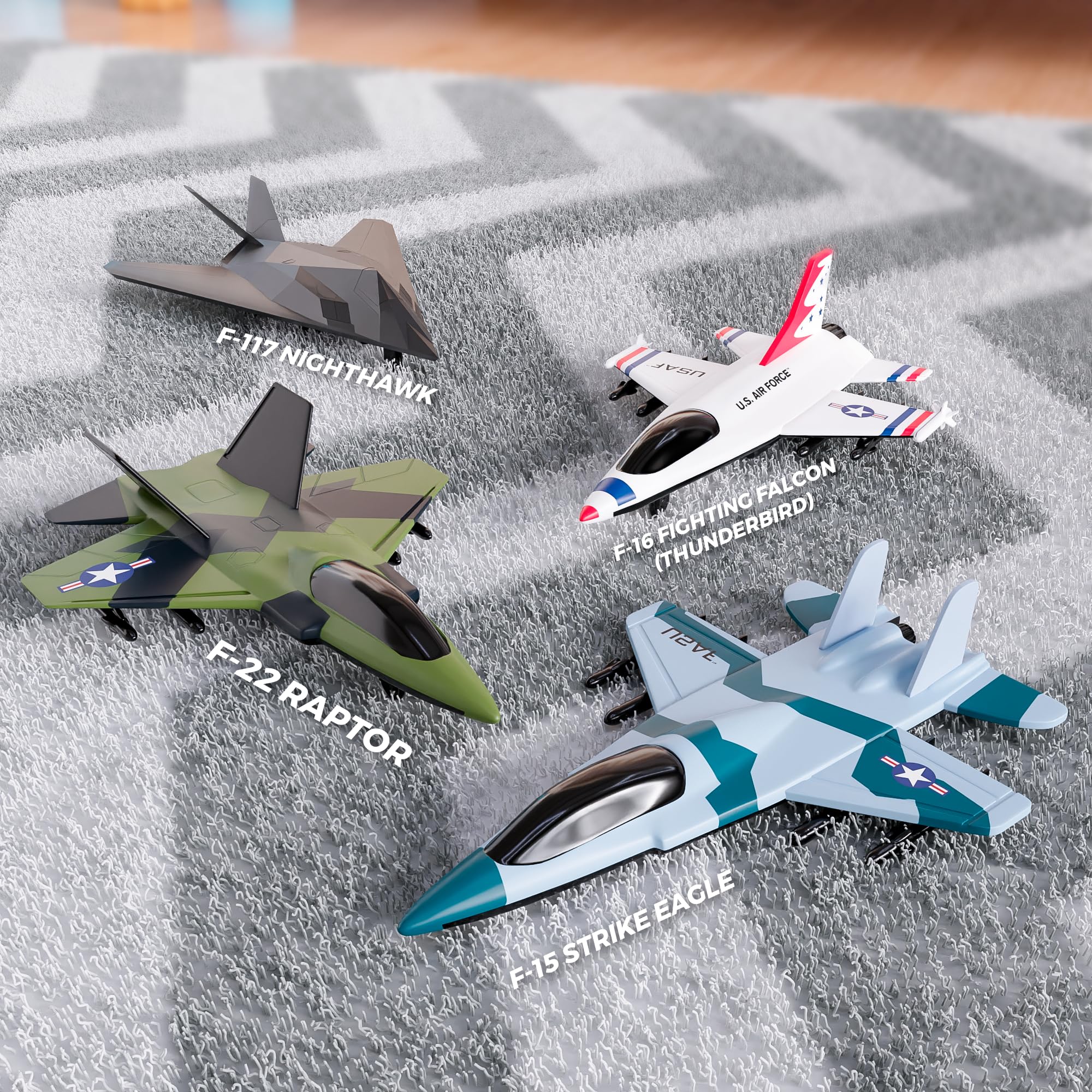 Lollipop pull-back diecast jet ready for quick play.