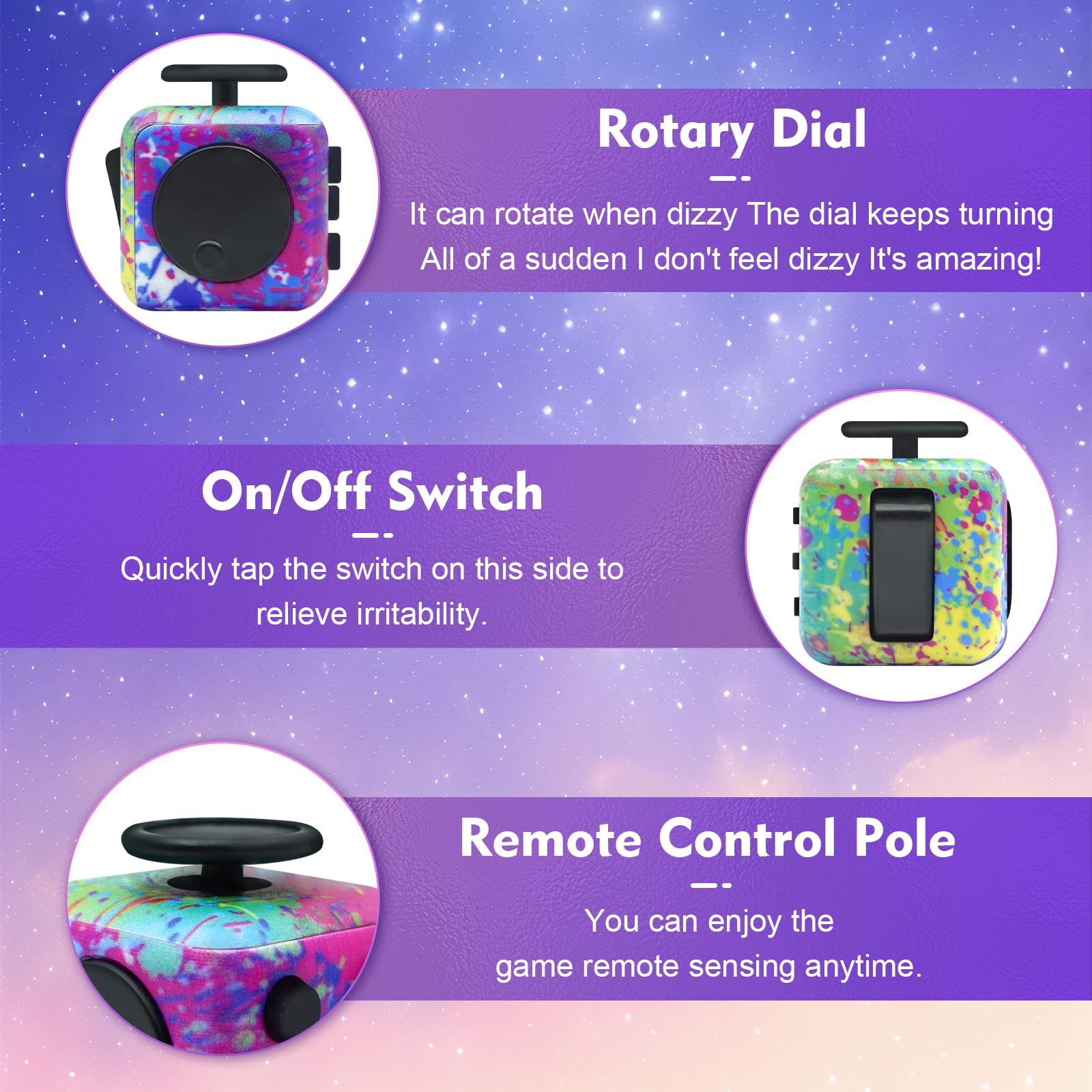 Lollyx fidget cube pocket-size design for easy carry.