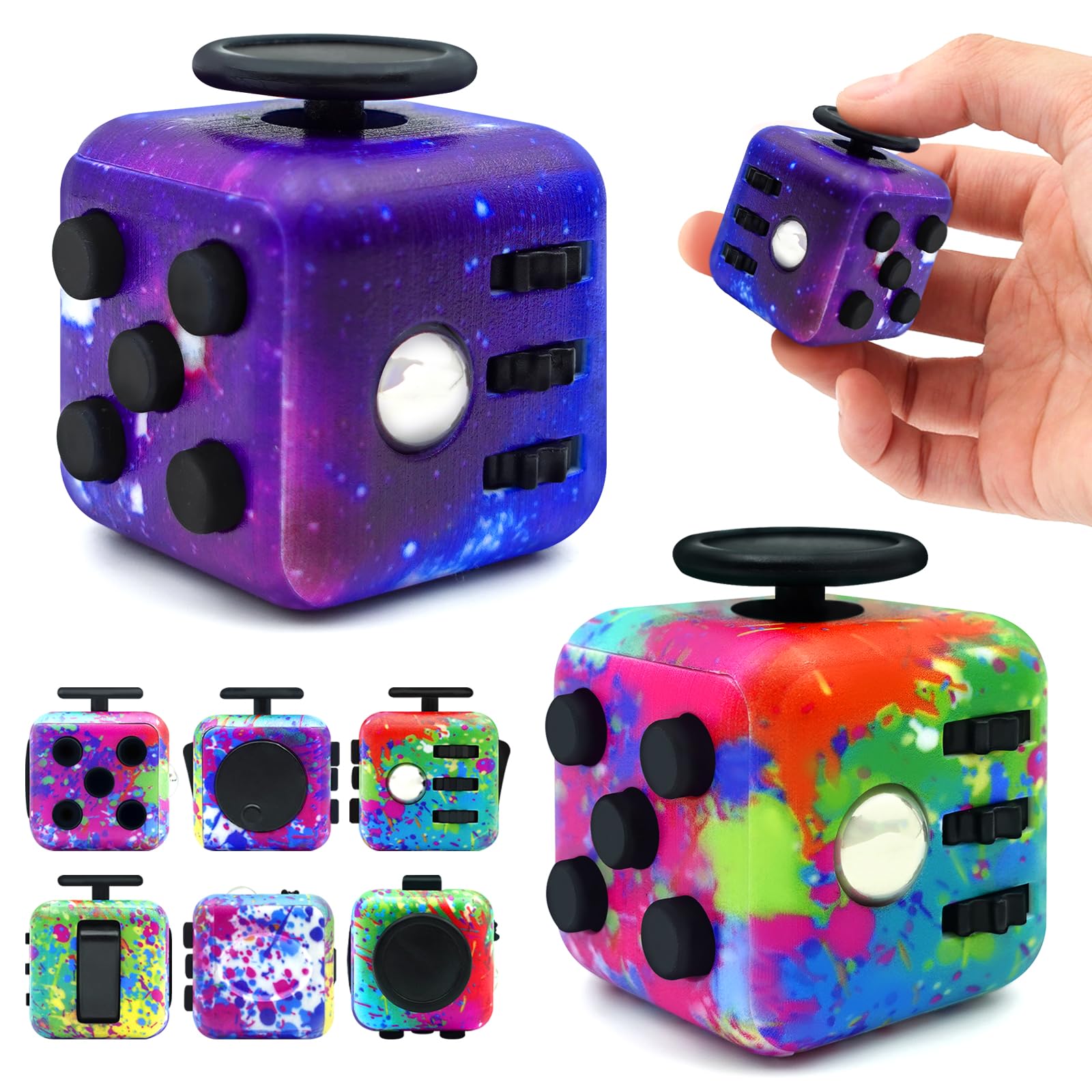 Lollyx Fidget Cube with six sides for versatile stress relief on the go.