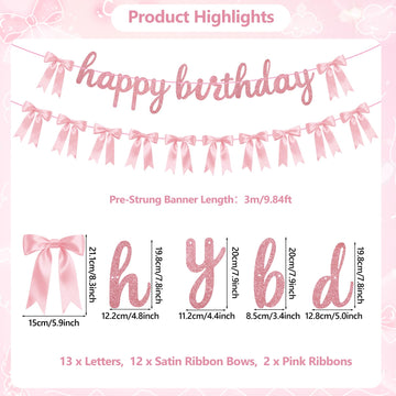 Lomantank pink satin bow garland featuring 10 bows for elegant photos.