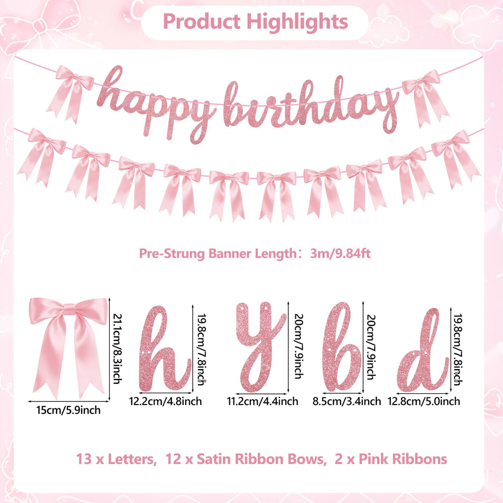 Lomantank pink satin bow garland featuring 10 bows for elegant photos.