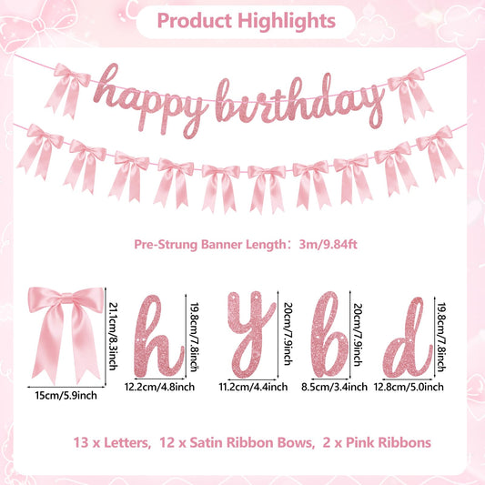 Lomantank pink satin bow garland featuring 10 bows for elegant photos.