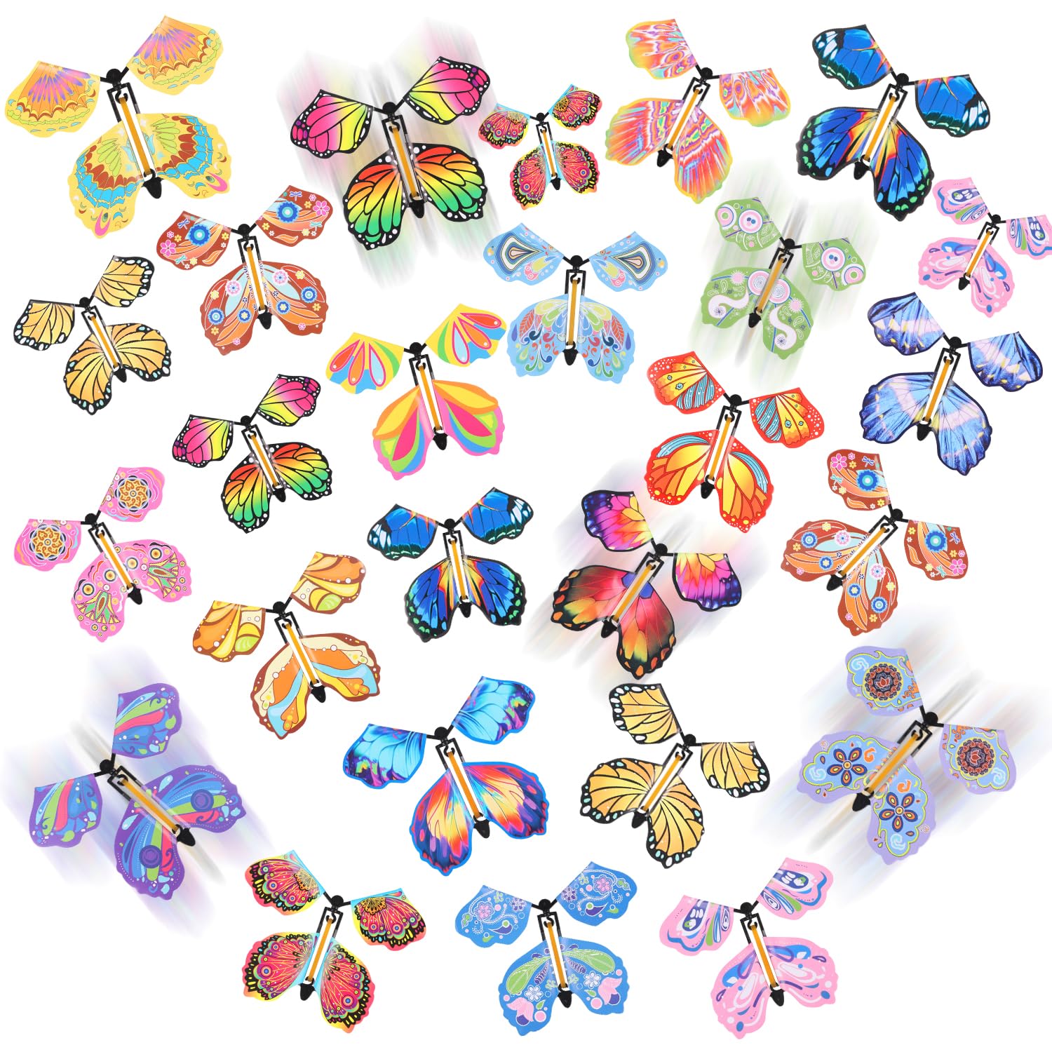 LOMIMOS 20pcs magic flying butterflies, colorful set for fun surprises.