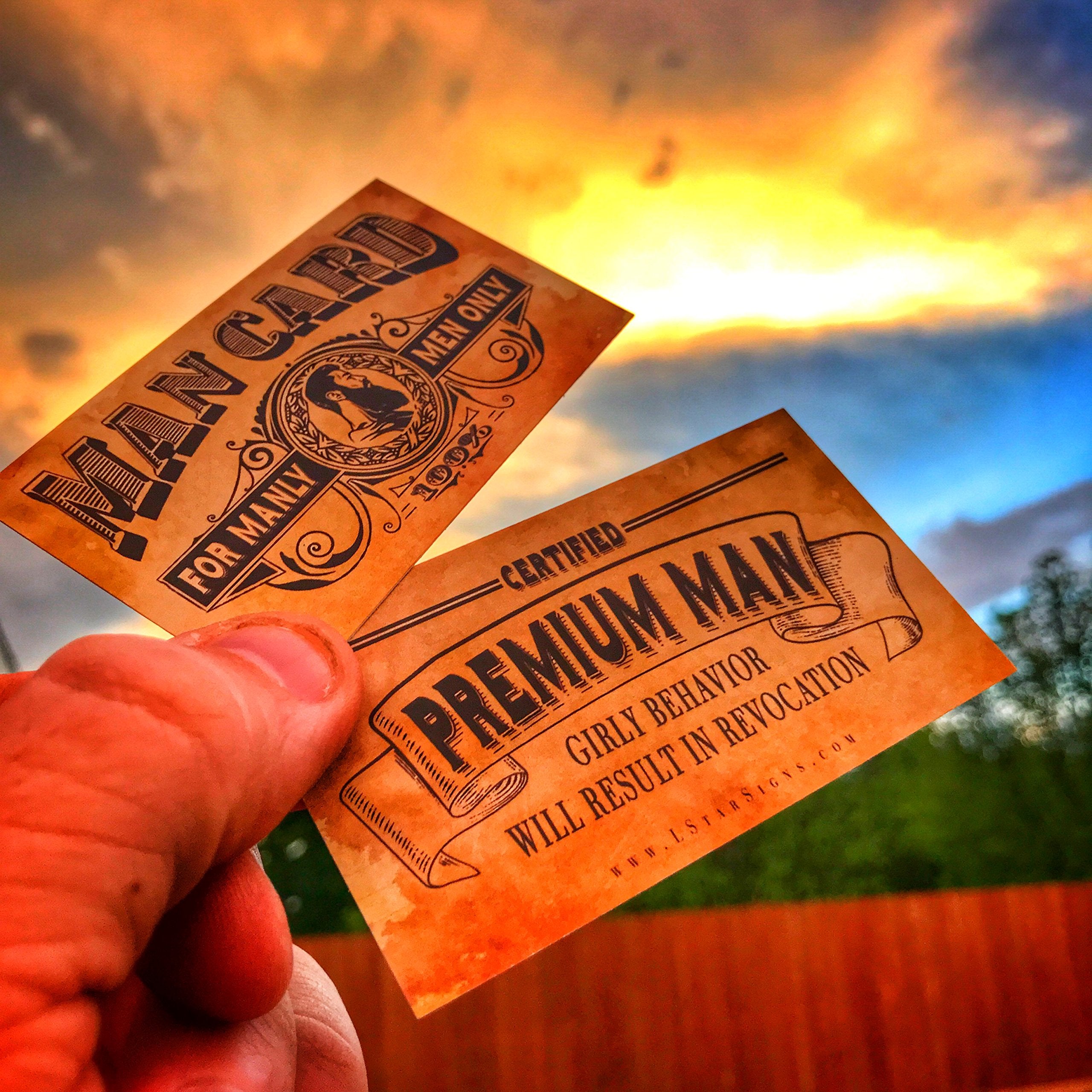 Lone Star Signs SATOHA Man Card close-up showing vibrant color and durable finish