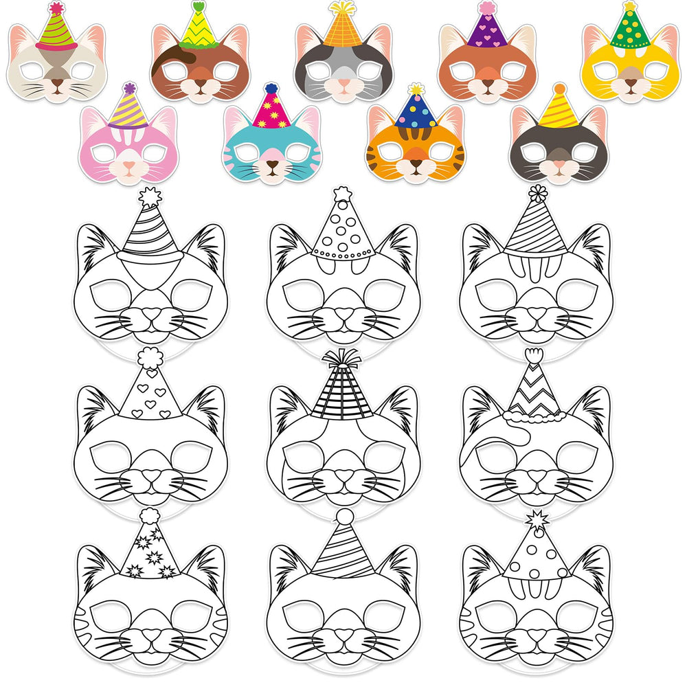 Lonfliness cat coloring masks collection for creative party activities