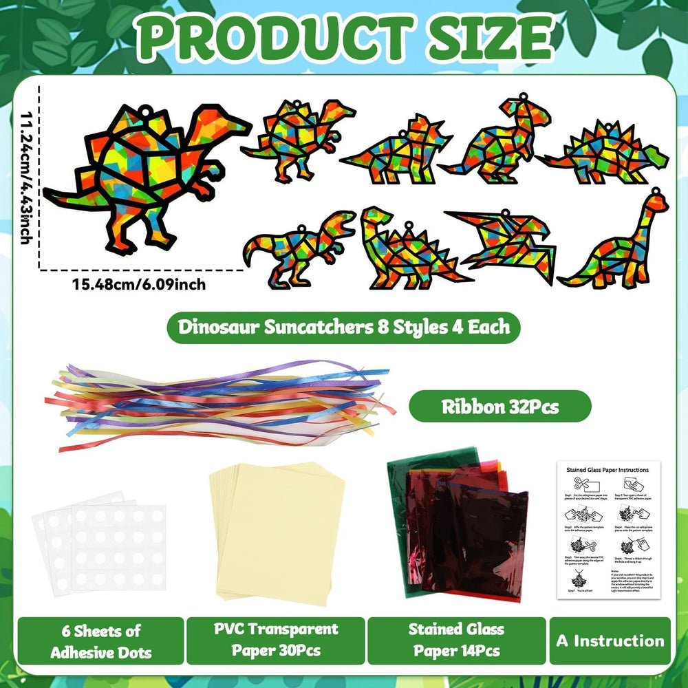 Lonfliness dinosaur suncatchers cellophane pieces bring bright color to crafts