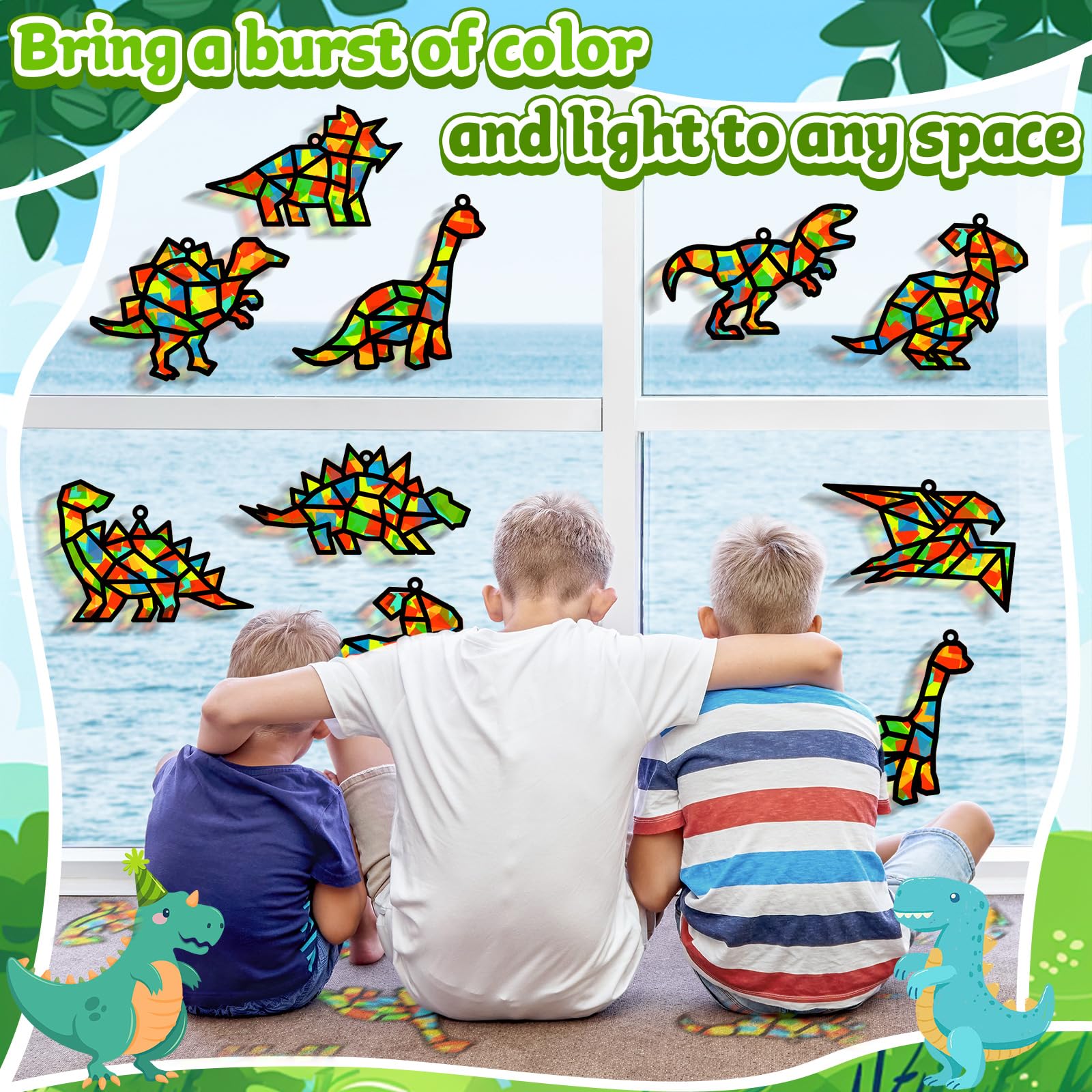 Lonfliness dinosaur suncatchers instruction book guides kids through steps