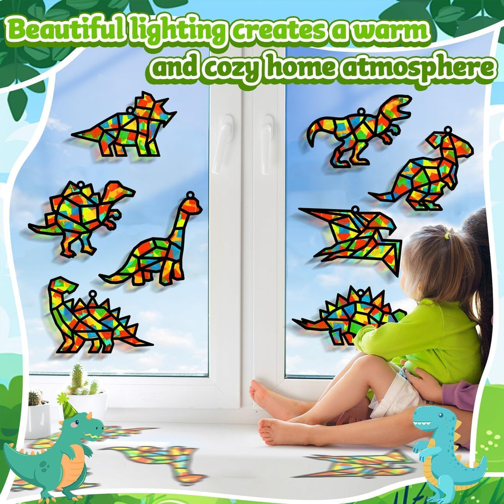 Lonfliness dinosaur suncatchers ribbons enable simple hanging on windows