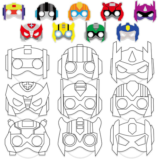 Lonfliness robot coloring mask design 1, ready for kids to customize and wear at parties