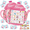 Lonfliness tea party bingo cards in teapot shapes promote elegant gatherings and easy social play.