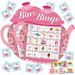 Lonfliness tea party bingo cards in teapot shapes promote elegant gatherings and easy social play.