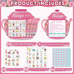 Lonfliness calling cards with floral tea terms spark conversation and learning during parties.