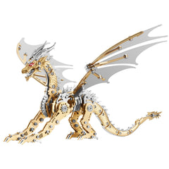 LONGPIN dragon model kit front view, intricate steel pieces for display.