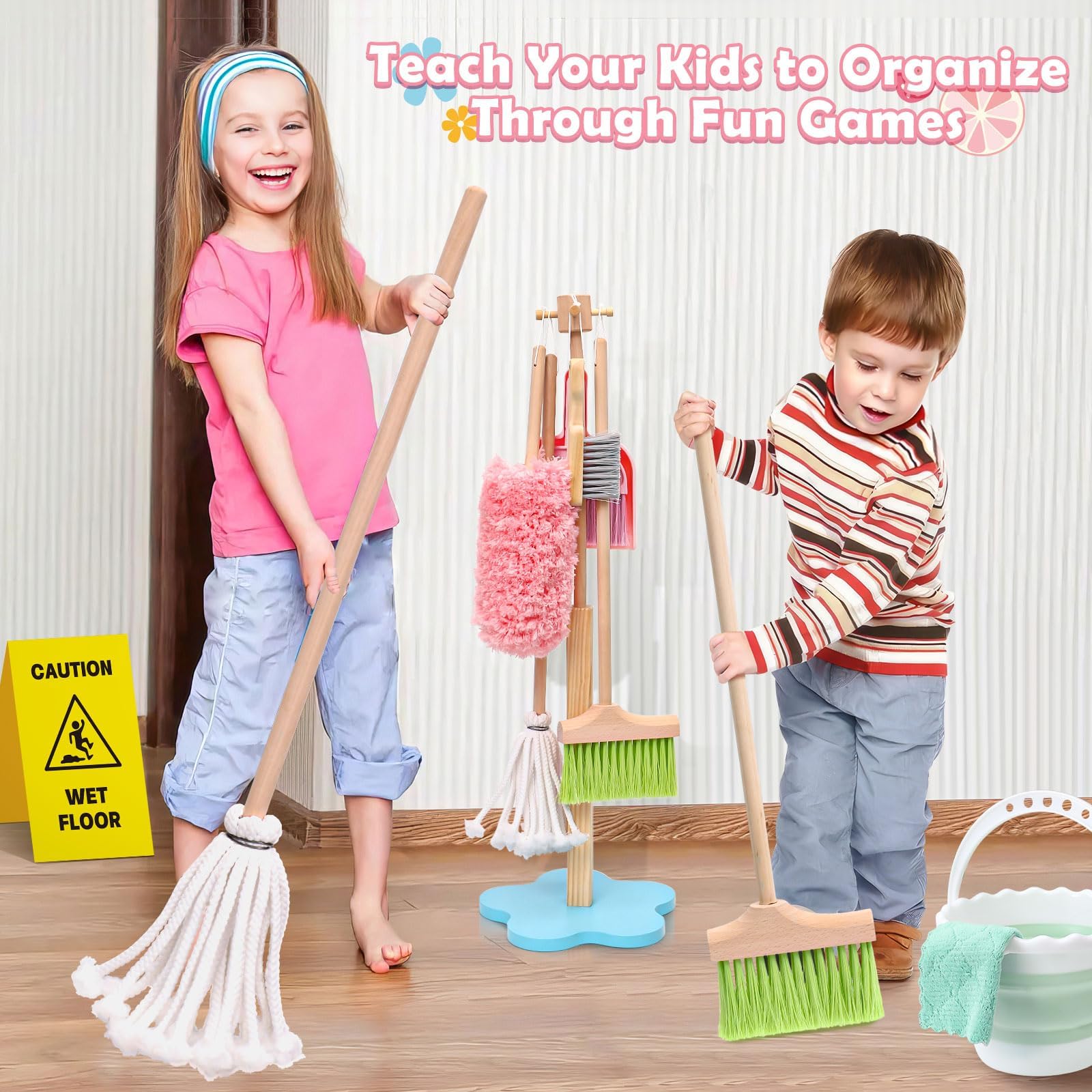 Lonico hanging rack keeps accessories visible and ready for pretend cleaning