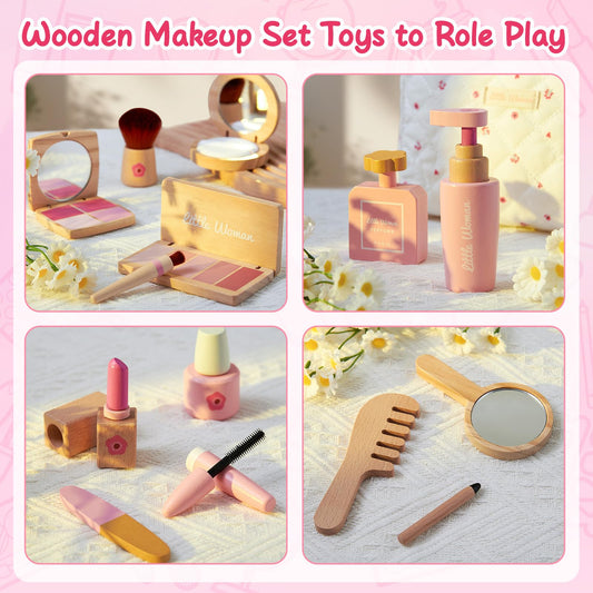 Lonico eyeshadow tray and brush in warm wood finish for creative makeup