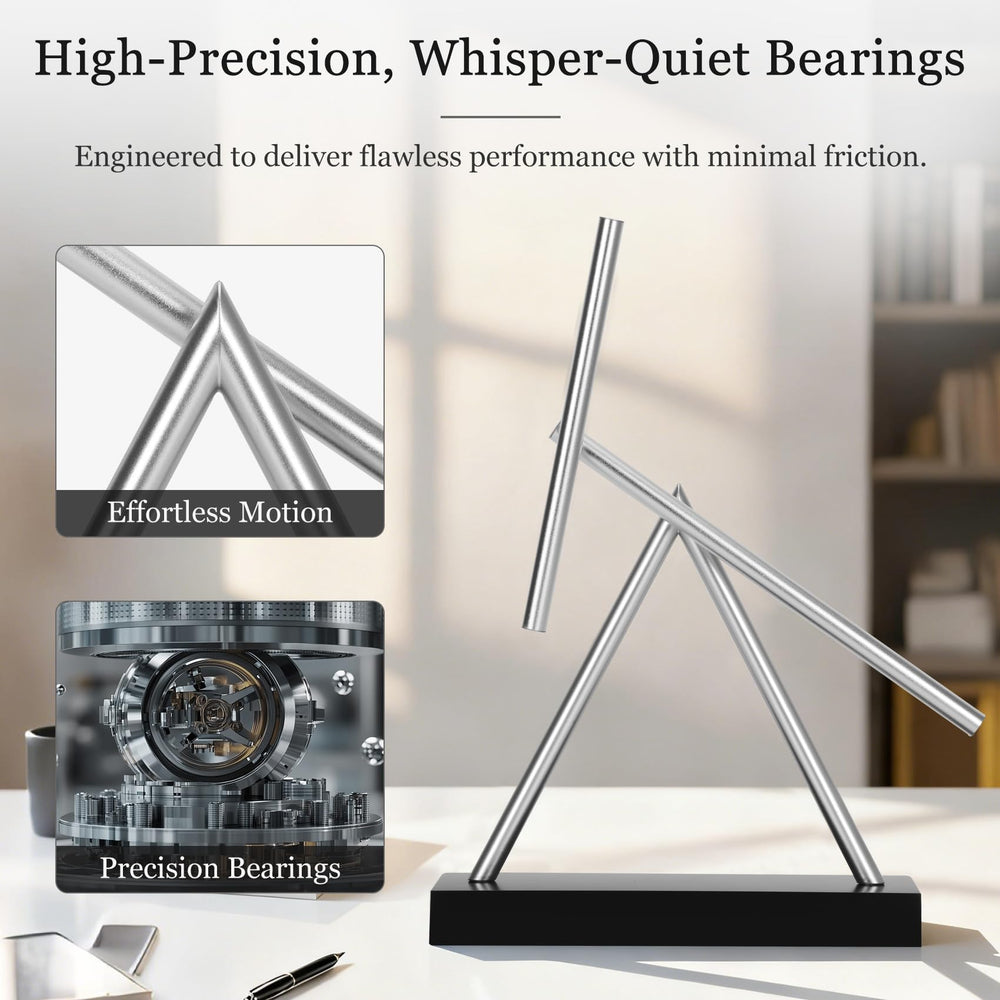 Lonsge silent metal kinetic desk toy in action as a focal point