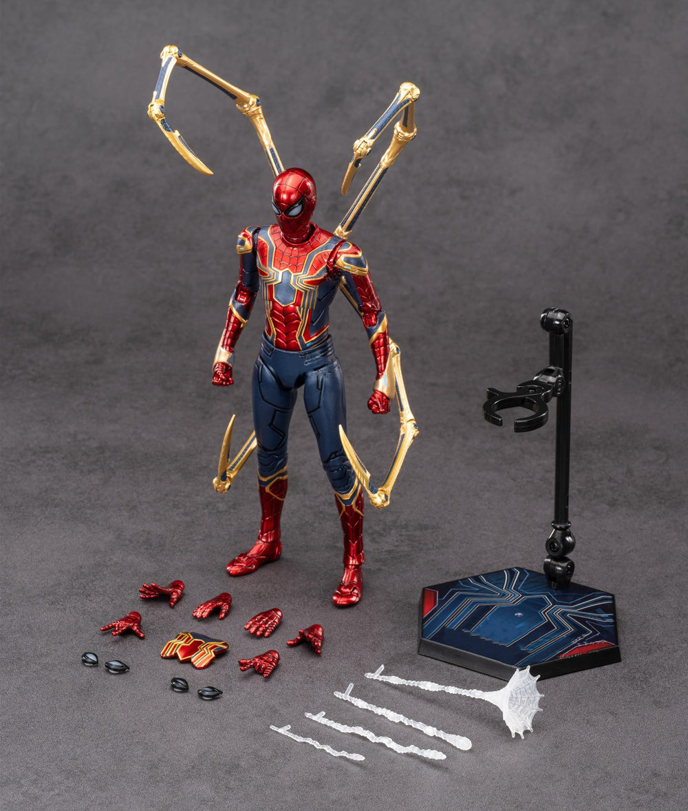 LonullyMege Iron Spider figure with display base and magnetic features to stabilize poses