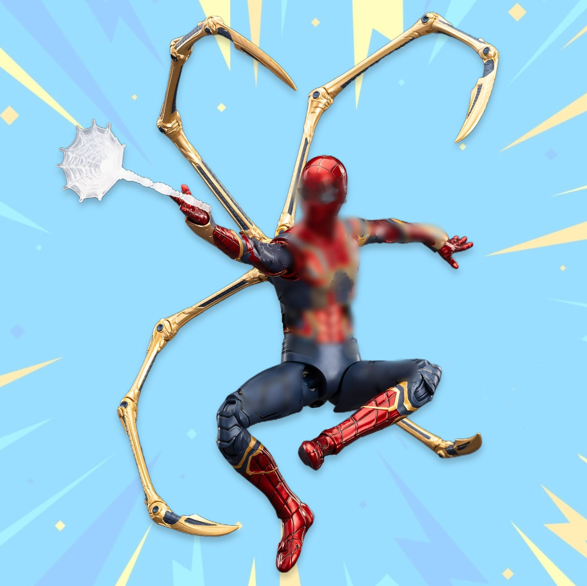 LonullyMege Iron Spider figure front view with premium metallic finish for striking display