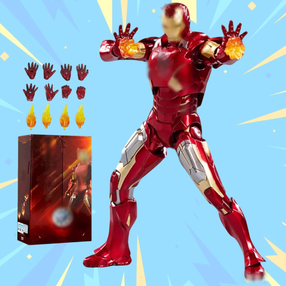 LonullyMege MK7Ironman 7-inch collectible figure with a metallic texture for display