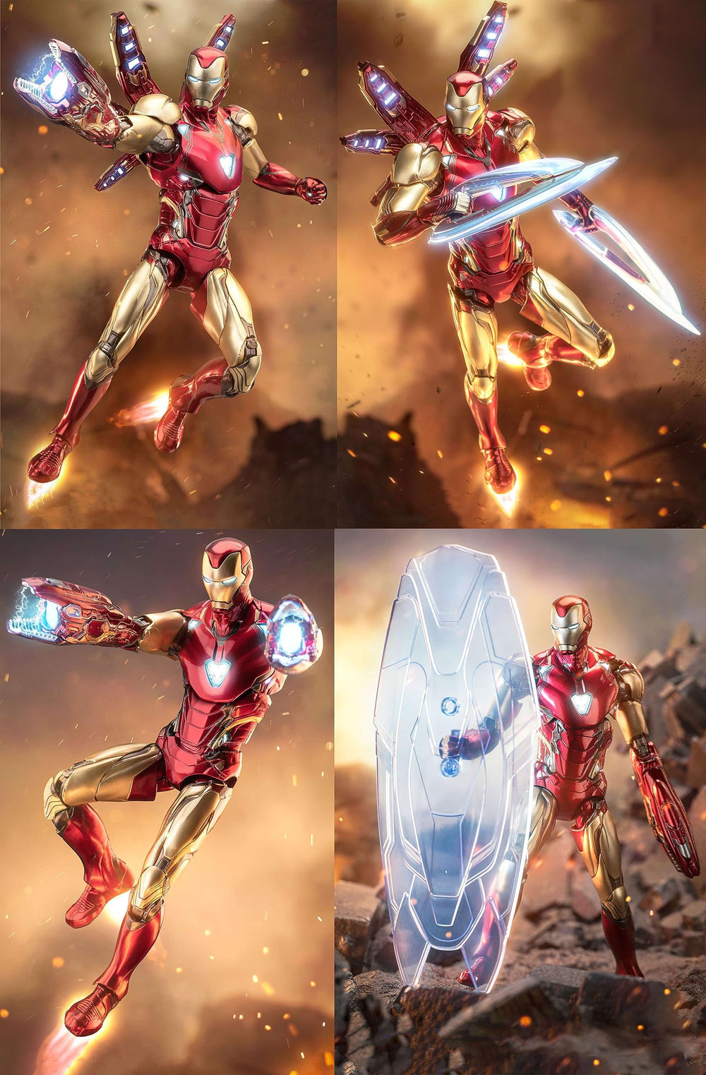 LonullyMege MK85Ironman deluxe figure metal texture finish boosts realism on display.