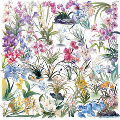 LOOGFDC Flower Sticker: waterproof, transparent wildflowers for water bottles and laptops, easy to apply.