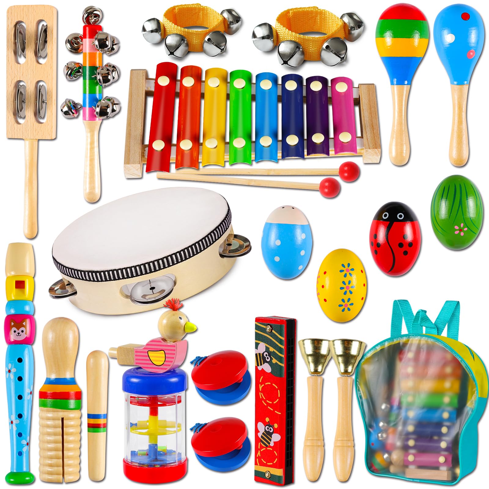 LOOIKOOS wooden xylophone for toddlers promotes early rhythm discovery.