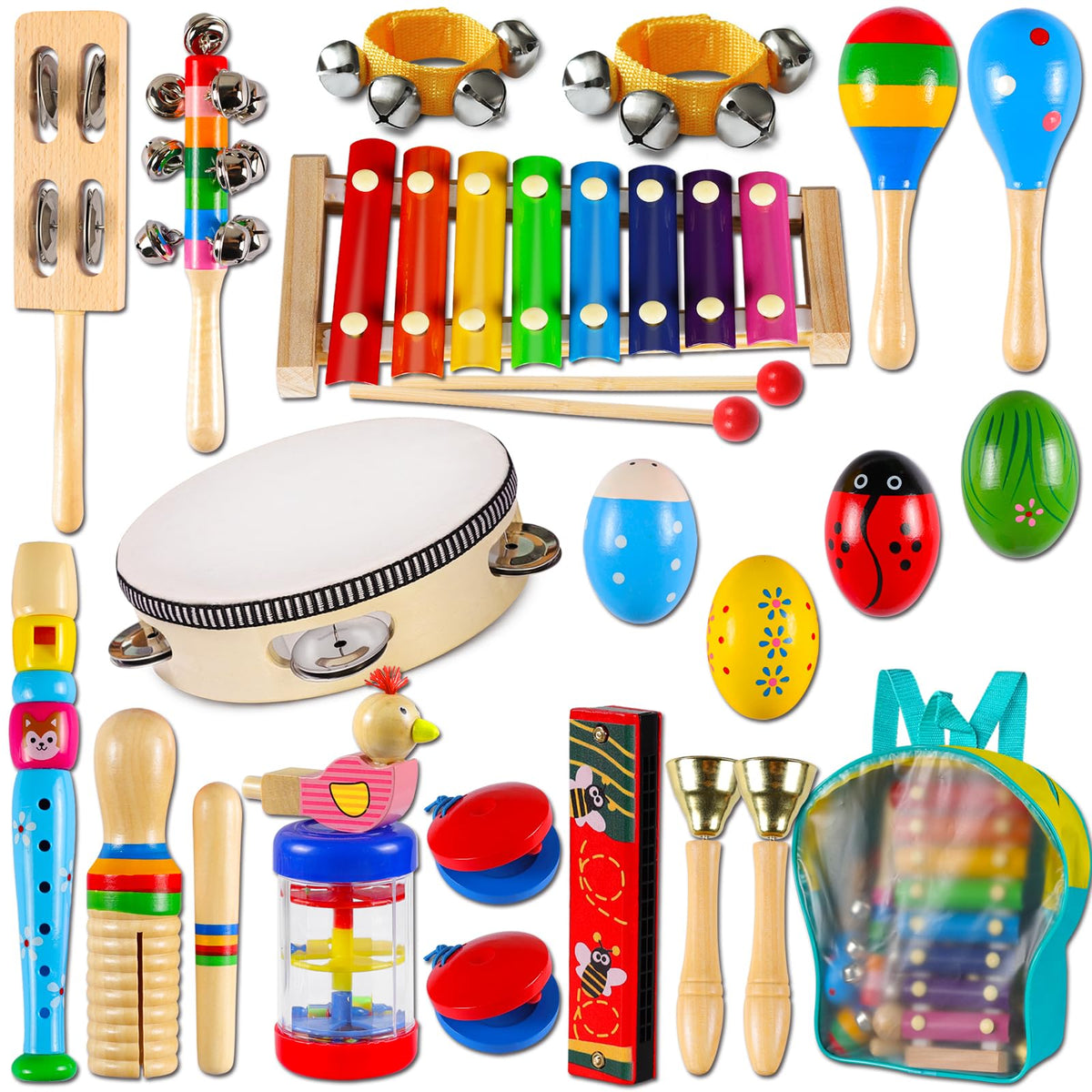 LOOIKOOS wooden xylophone for toddlers promotes early rhythm discovery.