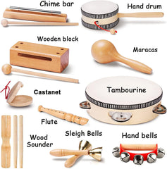 LOOIKOOS toddler wooden beating instruments invite shared music time.