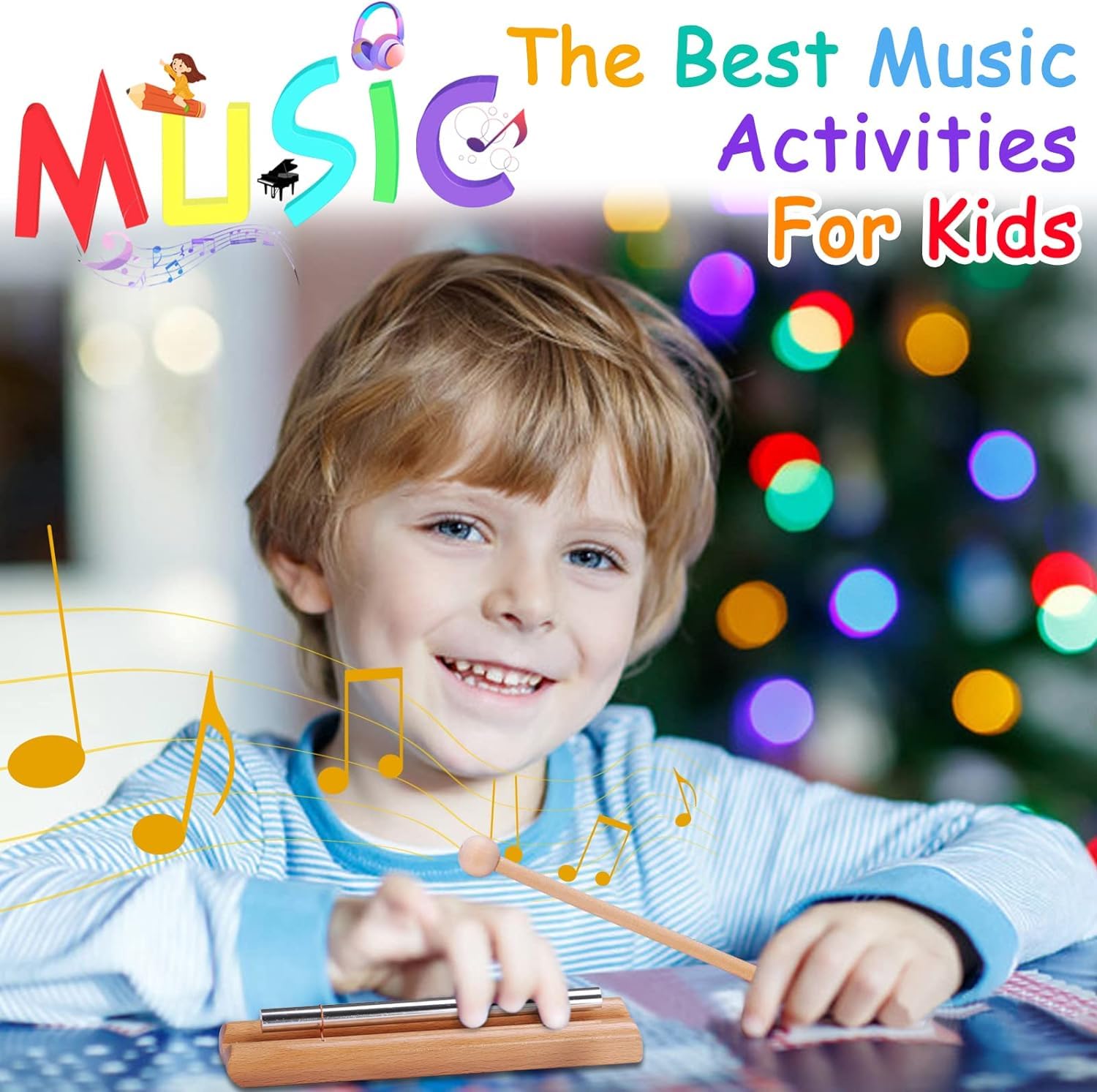 LOOIKOOS toddler wooden drum sticks support rhythm and coordination.