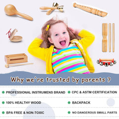 LOOIKOOS toddler wooden shaker promotes rhythm and cooperative play.