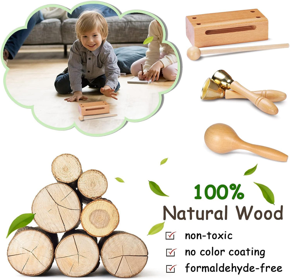 LOOIKOOS toddler wooden tapping instruments spark creativity and fine motor skills.